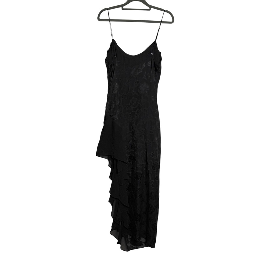 Urban Outfitters Tierra Chiffon Cowl Neck Asymmetrical Midi Black Dress Y2K M - Picture 3 of 15